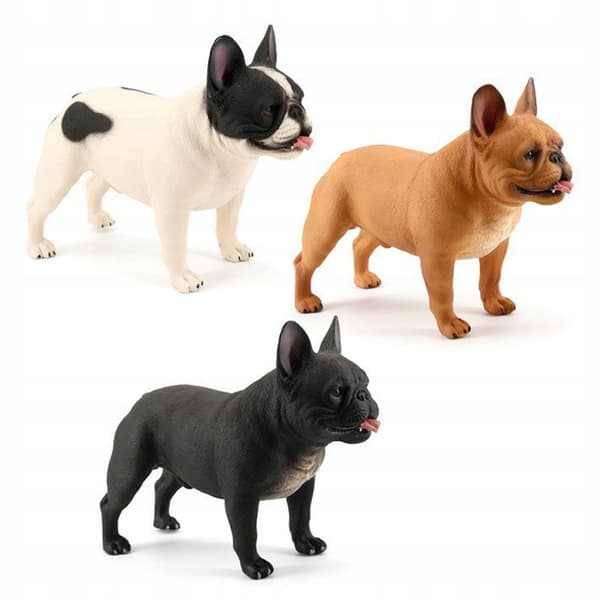 DECORATIVE PLASTIC BULLDOG FIGURINE, WHITE