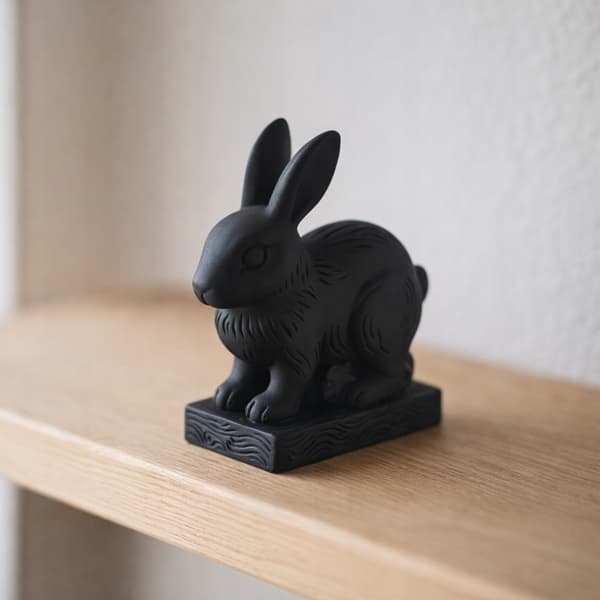 DECORATIVE FIGURINE: A RABBIT WITH A LITTLE RABBIT ON A BASE – MANY COLOURS