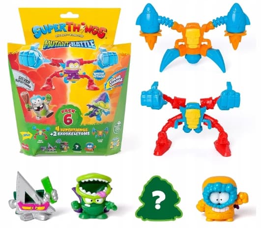 SUPERTHINGS Mutant Battle Series – Pack of 6, includes 4 SuperThings (1 sil