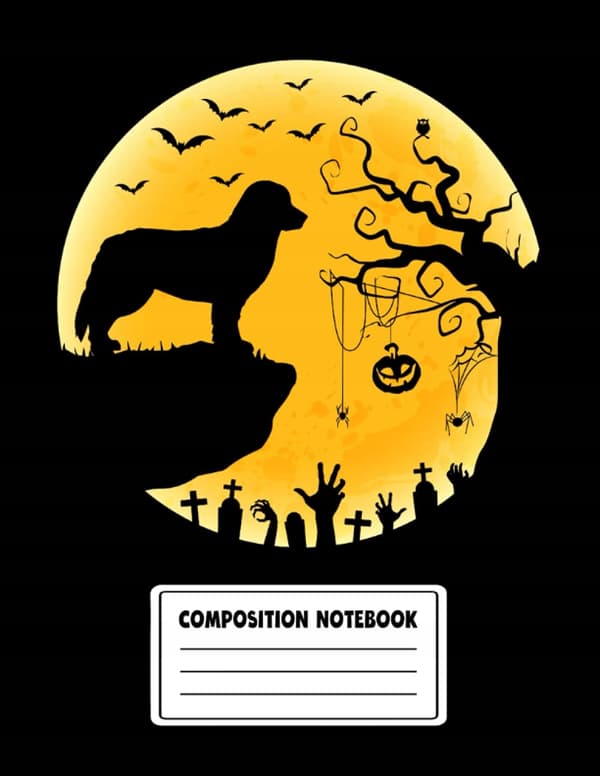 Halloween Composition Notebook: Bernese Mountain Dog and Moon Halloween G