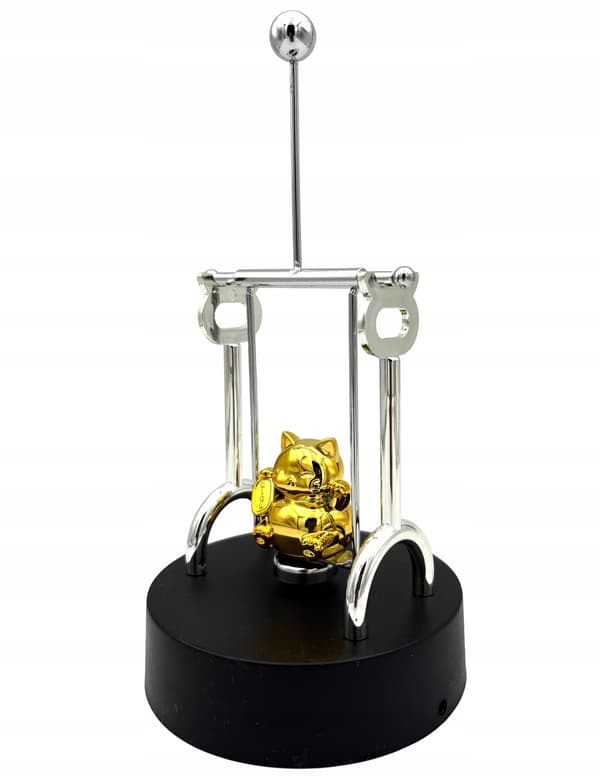 USB-powered perpetual motion toy: a magnetic swing with a kitten.