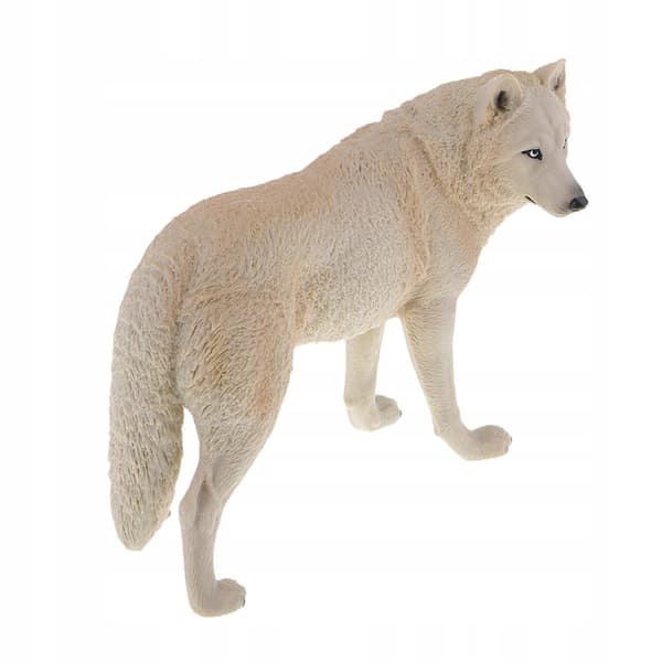 Realistic simulation: Wolf and Wild Boar animal figurines. Sturdy plastic model for children. Beige