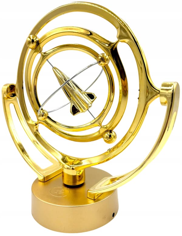 Battery-powered perpetual motion machine with a rocket – golden space rocket – space ornament