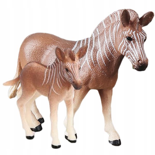 2-PIECE SET OF REALISTIC PLASTIC ZEBRA MODELS FOR DECORATION