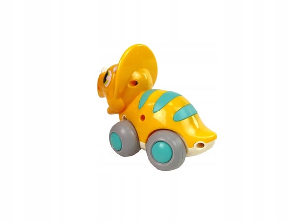 YELLOW DINOSAUR ON WHEELS FIGURINE