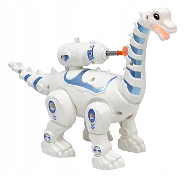 Interactive dinosaur robot toy with LED lights – large, walking and shooting