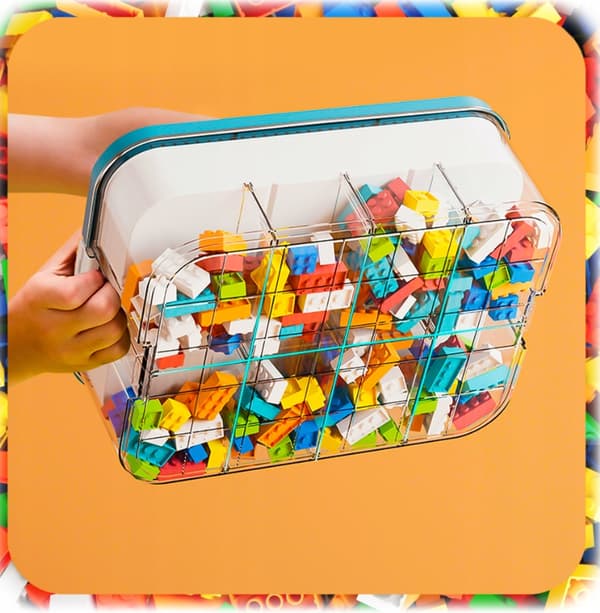 CHILDREN’S BLOCK STORAGE BOX – ORGANISER WITH COMPARTMENTS, 18L – MAKES A GREAT GIFT