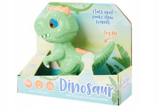 INTERACTIVE BATTERY-POWERED DINOSAUR: LIGHTS UP, ROARS AND RECORDS SOUND