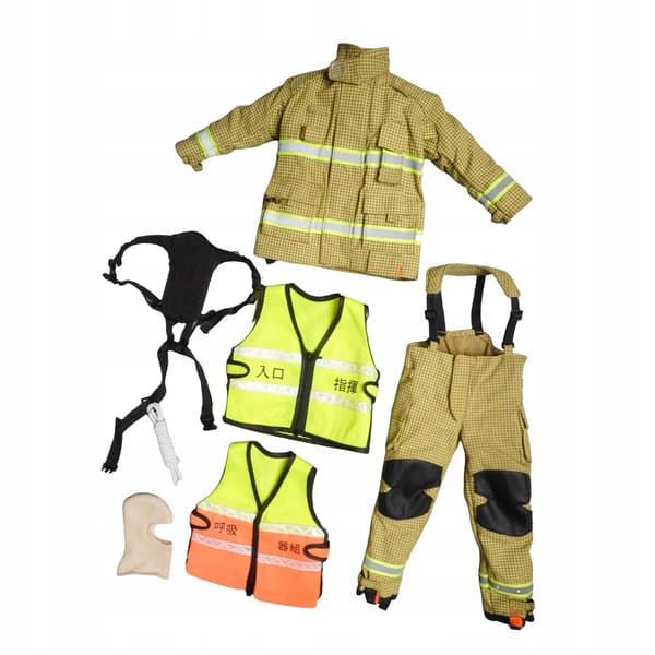 1/6 Action Doll Firefighter Outfit – Handmade Formal Fireman’s Uniform, Light Yellow