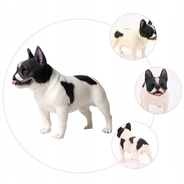 DECORATIVE PLASTIC BULLDOG FIGURINE, WHITE