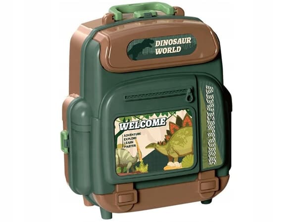 Large Dinosaur Set in a Rucksack – Figures in a Case – DINOSAURS, Volcano, Accessories