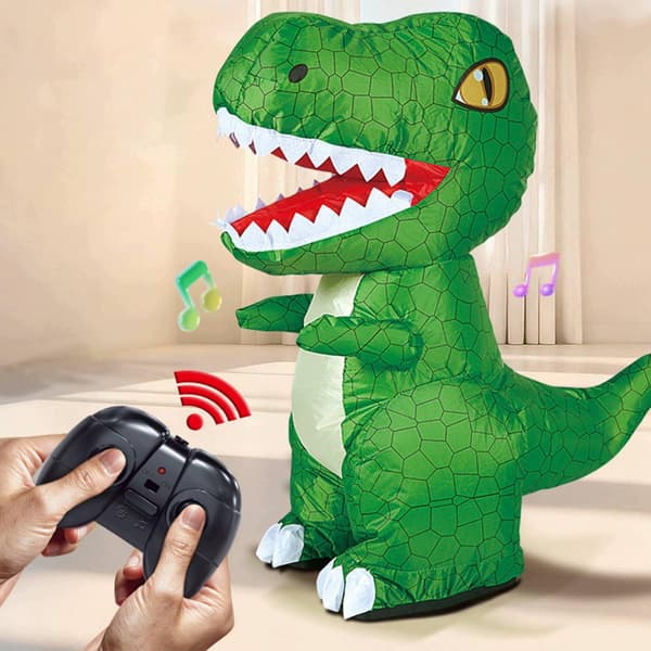 Remote-controlled inflatable dinosaur with automatic inflation – Auto Inflate, brown