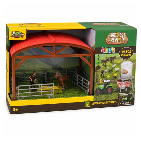 Farm Set with Tractor, Stable, Silage Silos, Animal Figures and Tools 49