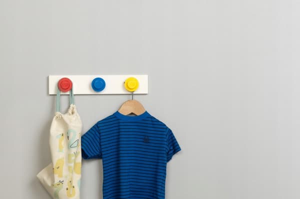 LEGO HANGERS ON A RAIL (RED, BLUE, YELLOW