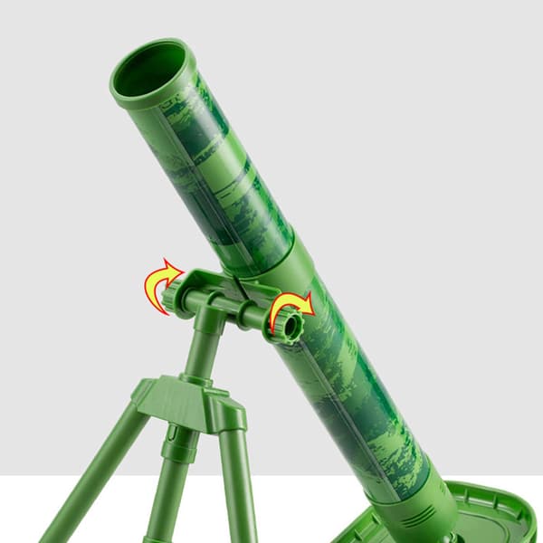 Mortar Launcher Toy Set with 3 protective foam shells, loading bucket and green rocket