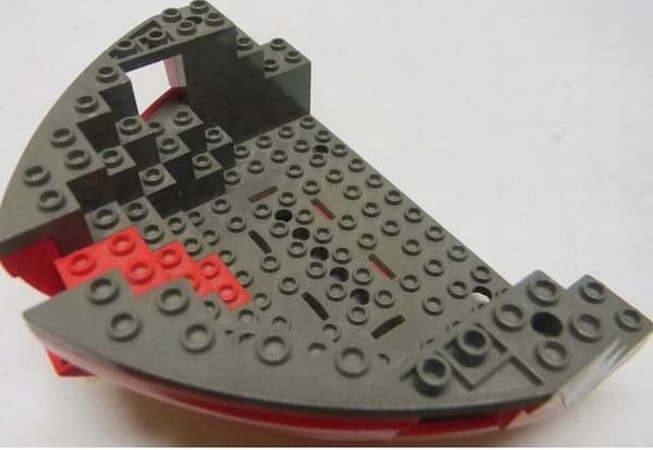 045e Lego ship hull 2557, red and dark grey, 1 piece