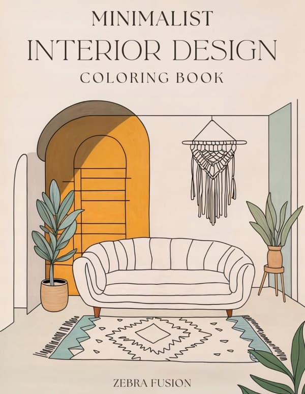 Fusion, Zebra Minimalist Interior Design Colouring Book: 50 Elegant Designs