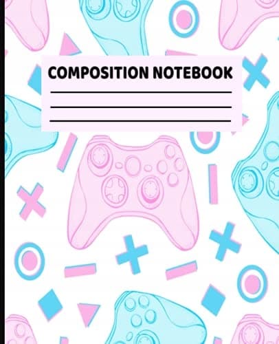 Composition Notebook: Pink Game Controller Theme: Wide-ruled Notebook, Ba