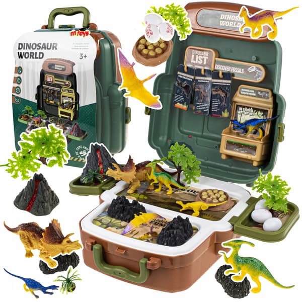 DINOSAURS – LARGE ARCHAEOLOGIST’S SET: XXL FIGURES, EGGS, VOLCANO, SUITCASE AND BACKPACK