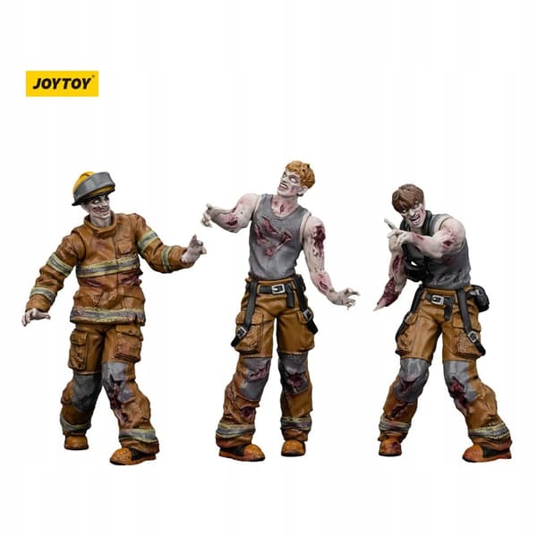 Dark Source Zombie Action Figures: 3-Pack of Firefighters, 8 cm - Small