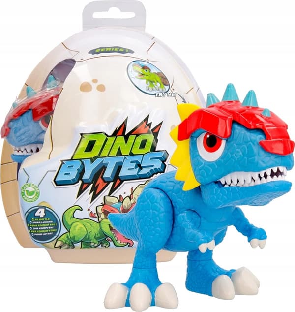 DINO BYTES ARTICULATED FIGURINE: DILO the Dinosaur with Helmet and COMBAT FEATURES