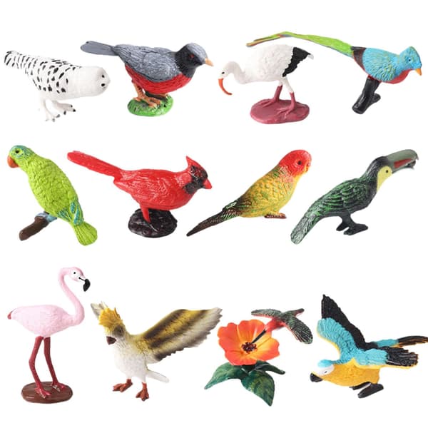 Miniature bird figurines Set Realistic animal model Multicoloured plastic