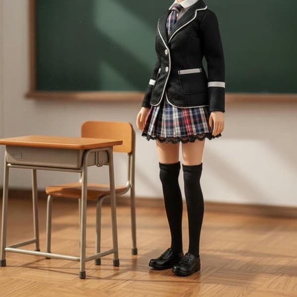 1/6 Girls’ school uniform Fitted checked school uniform White