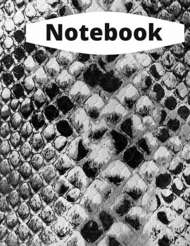 Notebook: Snake-pattern print; Composition: Deep brown lined interior with