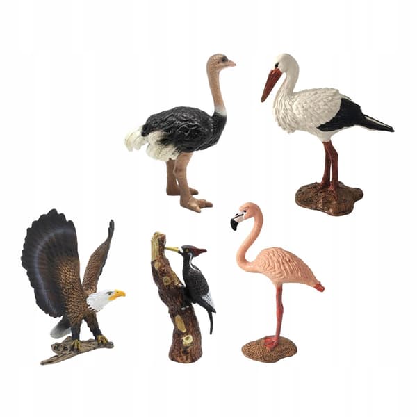 Set of 5 Handmade, Hand-painted Artificial Bird Models, Style C