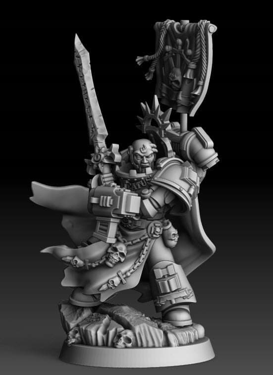 Silver Wardens Purificatus Swordmaster – proxy miniature for board games/D&D/GURPS