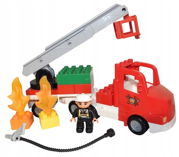 Lego Duplo – Fire Brigade Car: Fire engine with ladder, firefighter, fire