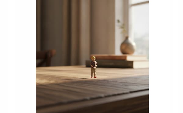 1/64 scale figurine of a boy. Micro-scale boy figurine for display on a tabletop