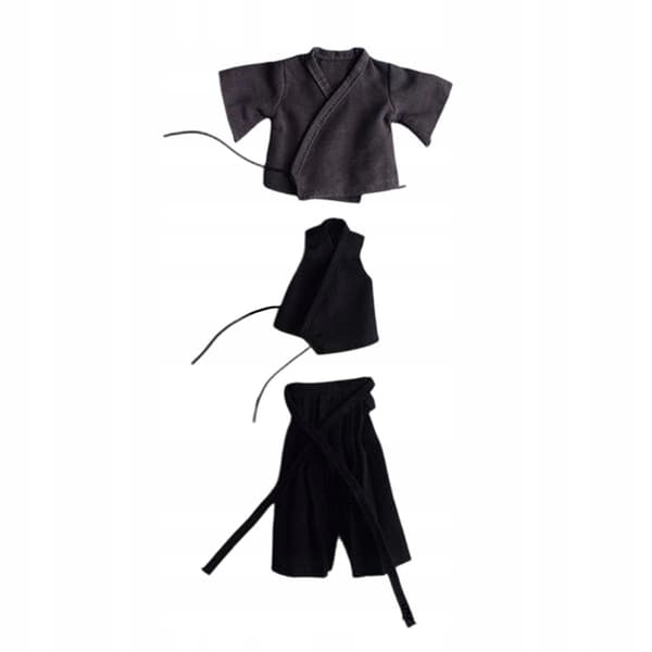 1:12 Action figure Doll’s clothes Samurai uniform, fabric, grey and black