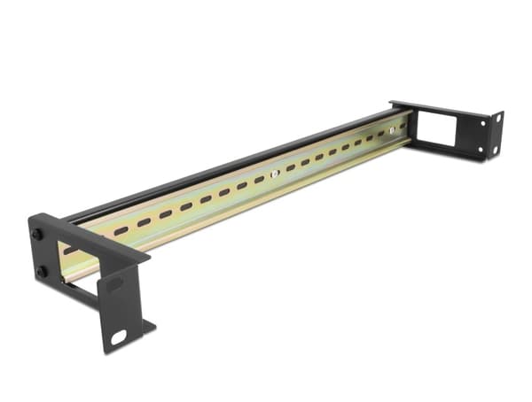 19 DIN rail panel with side cable entry, 1U, black, Delock 67031