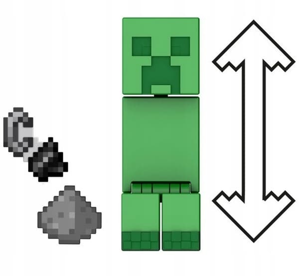 MINECRAFT Pixel-style CREEPER game figurine, 8.5 cm + accessories by MATTEL