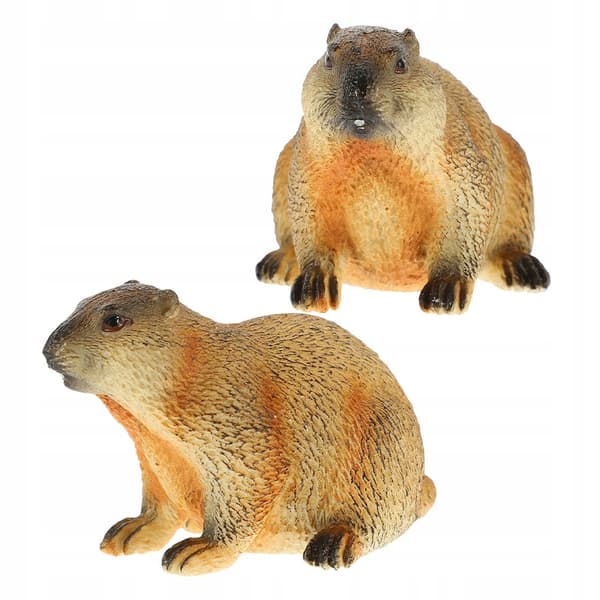 2 REALISTIC MARMOT FIGURINES – DECORATION