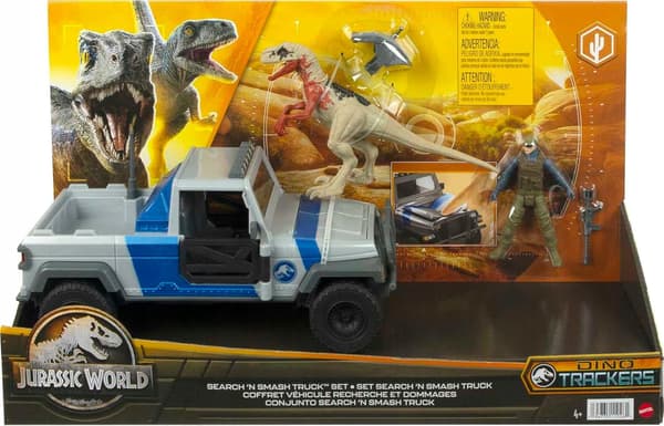 OFF-ROAD VEHICLE SET WITH DINOSAUR AND HUMAN FIGURINES