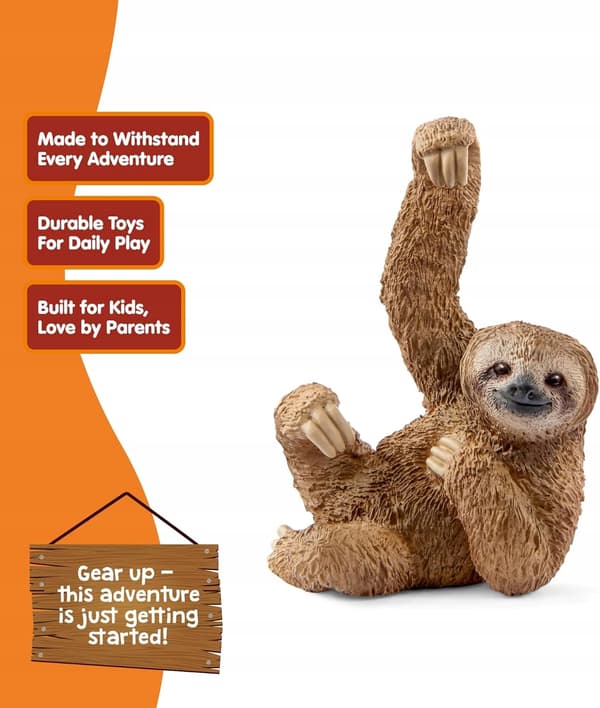 SCHLEICH Sloth WILD LIFE Educational Hand-painted