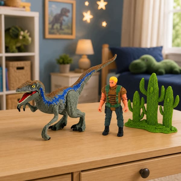 Dinosaur Hunter Set: Figurines, Movable Limbs, Net, Weapons, Accessories