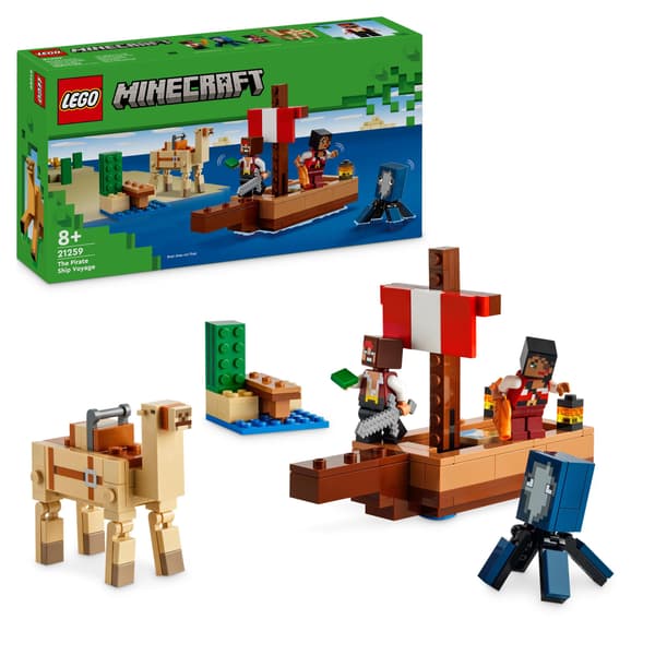 LEGO Minecraft Pirate Ship Sailing Set, 166 pieces, 21259