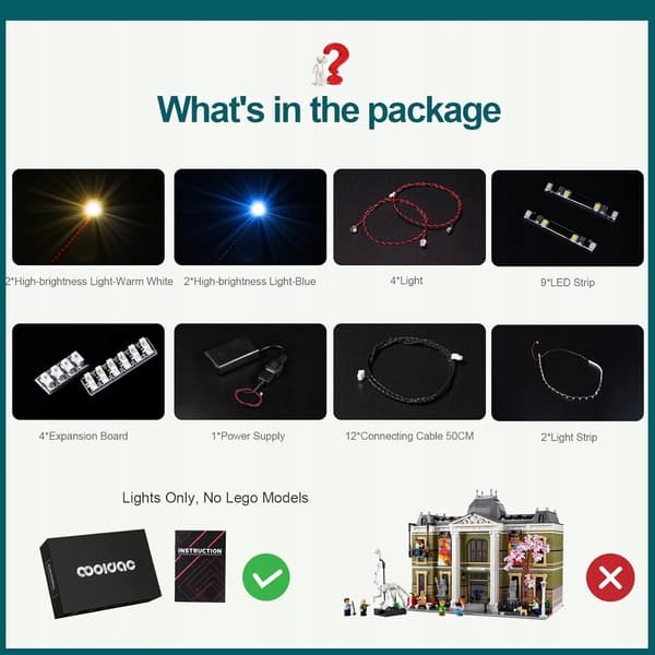 Cooldac LED lighting set, compatible with the Lego 10326 Museum set