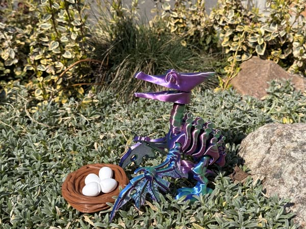 3D Pteranodon Skeleton + Nest with Eggs – a movable, articulated figurine