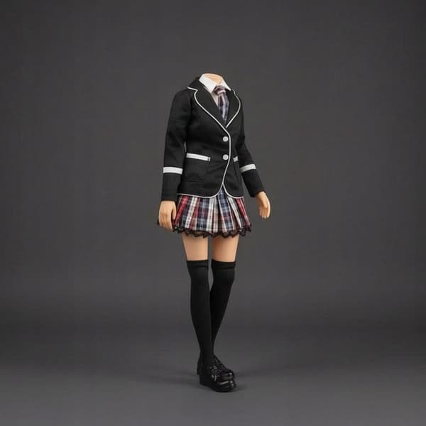 1/6 Girls’ school uniform Fitted checked school uniform White