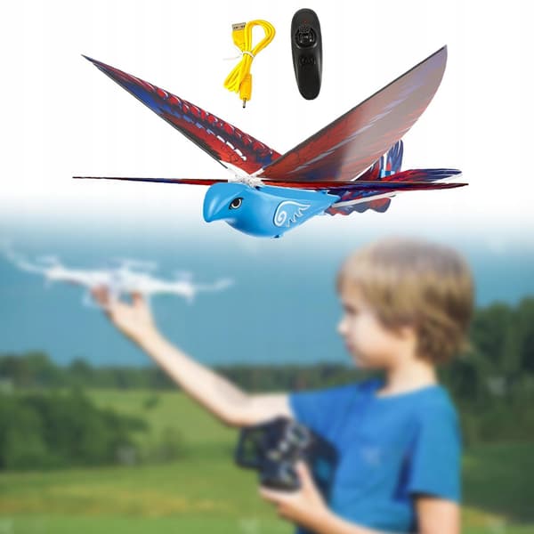 Remote-controlled flying bird toy – RC toy – Unique, realistic, flapping-wing, blue