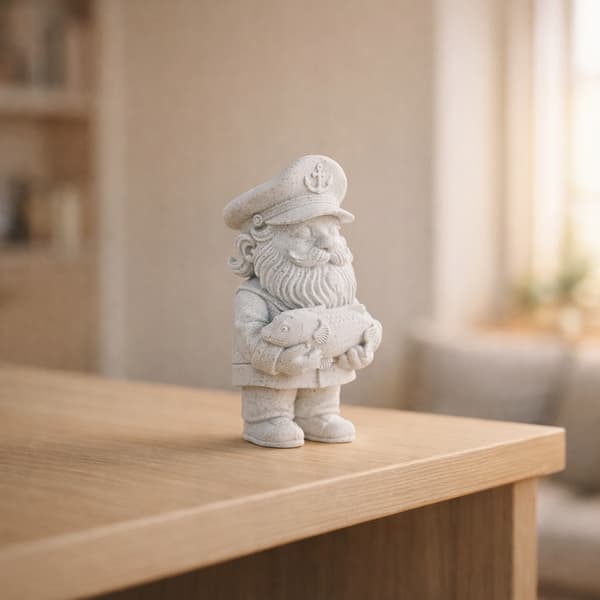 DECORATIVE FIGURINE: CAPTAIN BEAR WITH A FISH – A GIFT, AVAILABLE IN MANY COLOURS