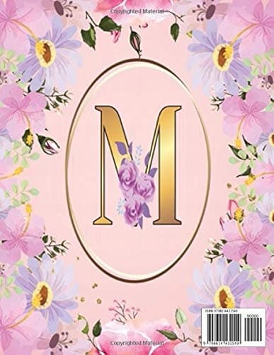 M: 8.5 x 11 / 120 beautiful lined pages / Monogram initial M notebook / Jo