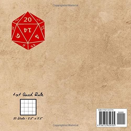 Square Grid Paper Notebook for Dungeon Maps, RPGs, Notes or Graphs. Unique 8