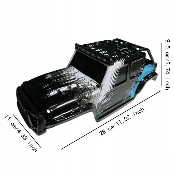 DIY RC Car Shell Canopy – Thickened RC Car Body Modification, Black and Blue