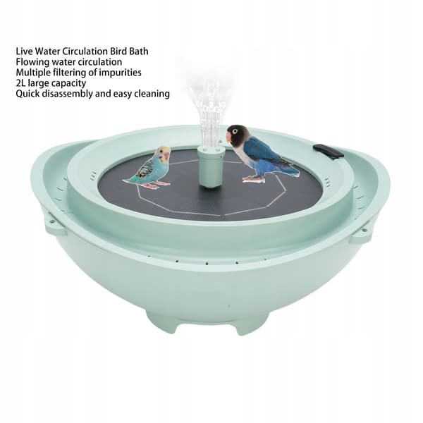 Solar bird bath. Capacity: 2 litres. Live water circulation: 9C