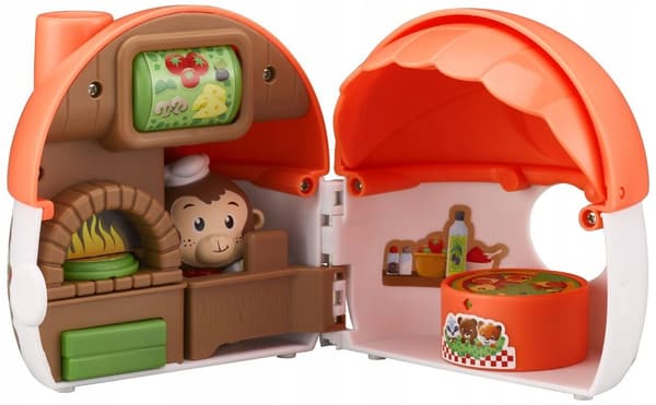 CHLOROPHYLL MINI PIZZERIA – MUSHROOM-SHAPED RESTAURANT + MONKEY FIGURINE